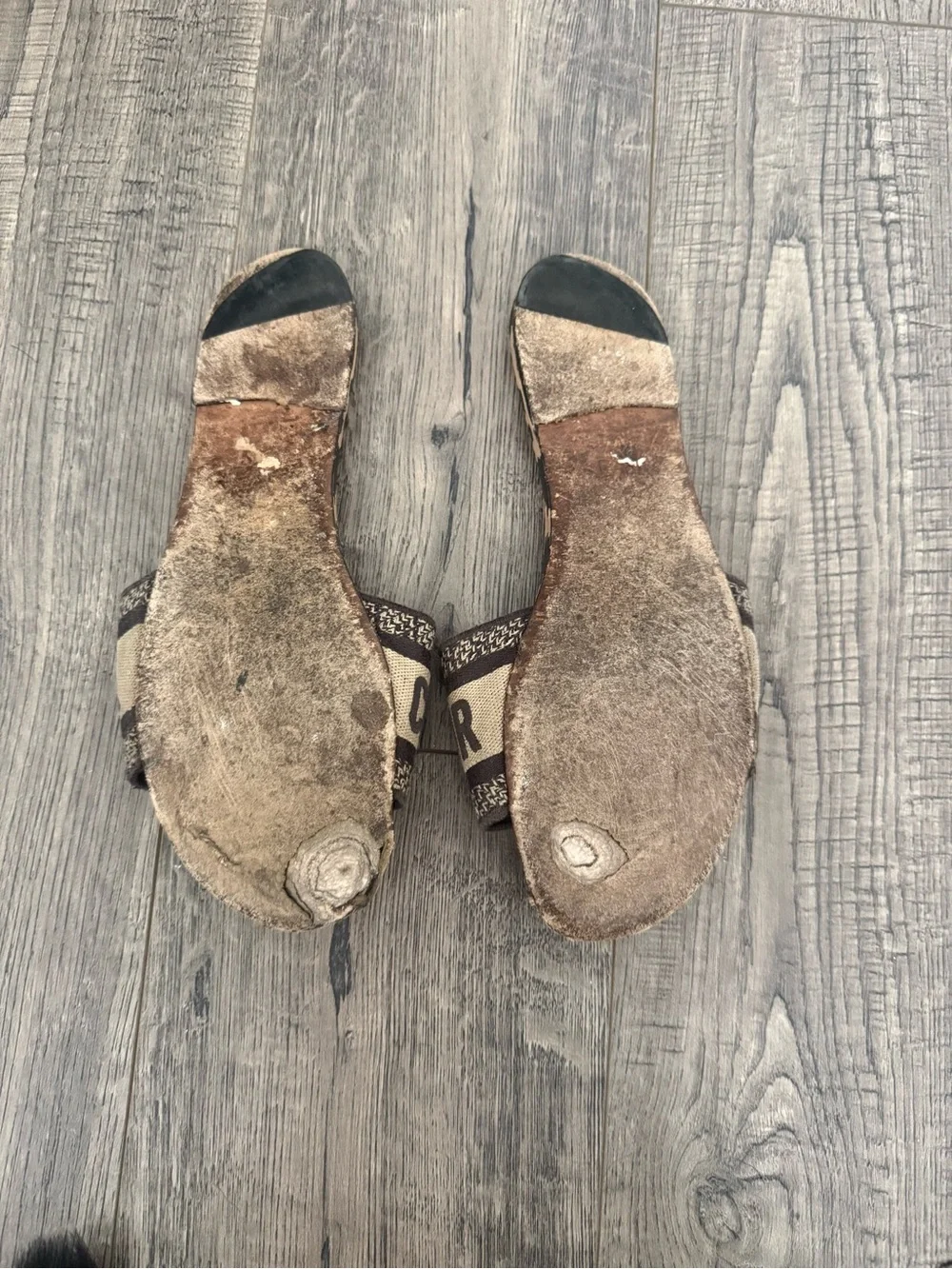 Dior Beige and Dark Brown Leopard Slide Sandals